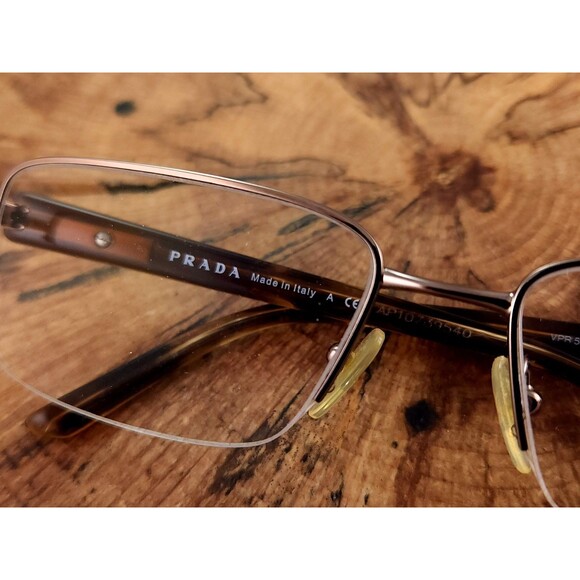 Prada VPR51M 54017 Half Rim Faux Tortoise Shell Glasses No Script Lenses - Picture 3 of 13
